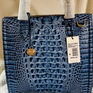 Brahmin Blue Serenade Caroline Satchel Melbourne Croc Leather NWT $385